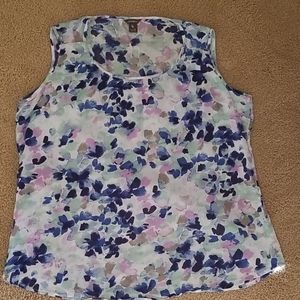 Eddie Bauer Cotton Gauzy Tank Top Watercolor XL blue and pink